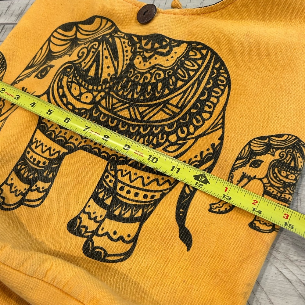 Bohemian Elephant Sling Shoulder Bag Crossbody 100% Cotton Made in Nepal - Picture 10 of 11